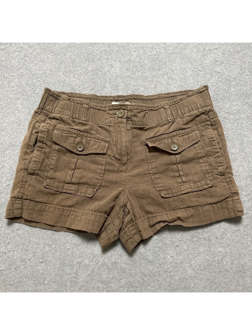 LOFT Tie Front Brown Linen Cotton Casual Shorts Size 4
